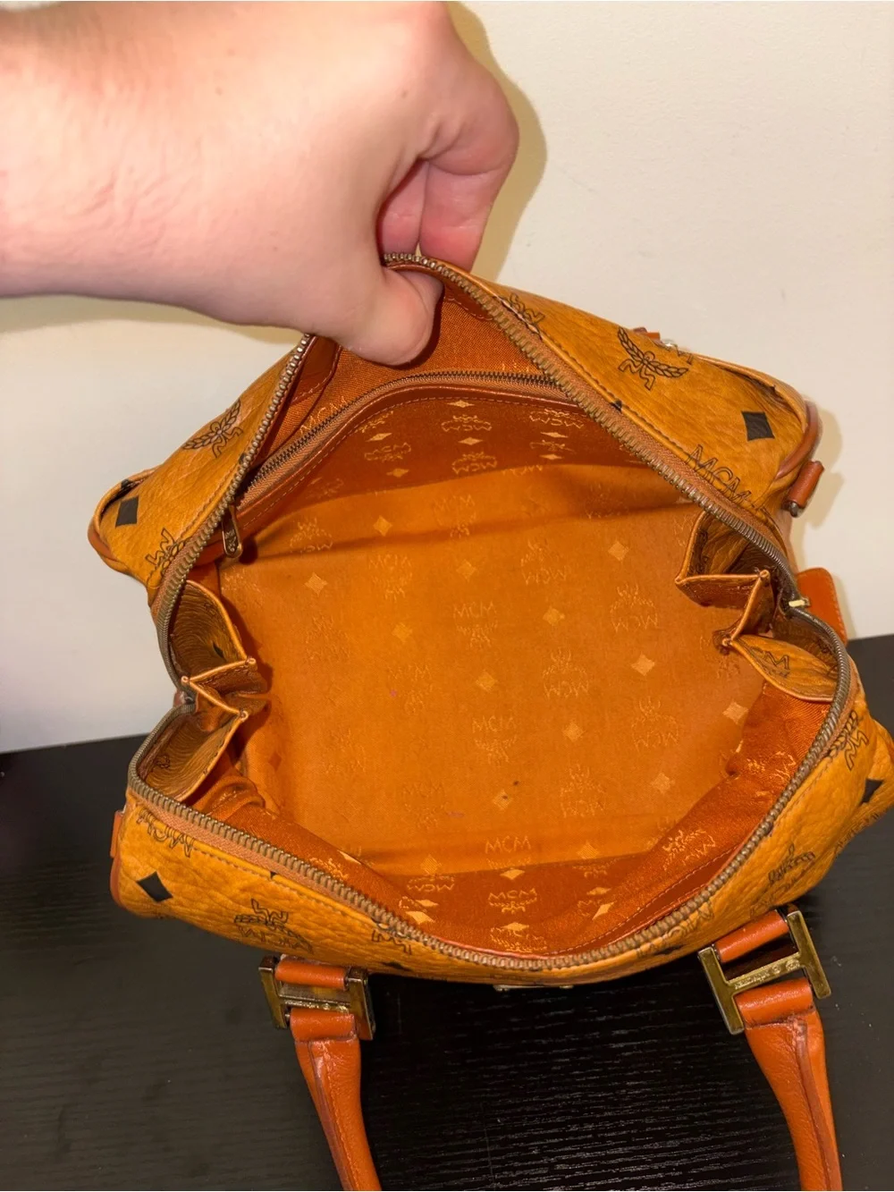 MCM Boston Bag / Top-Handle Boston Satchel in Cognac with COA